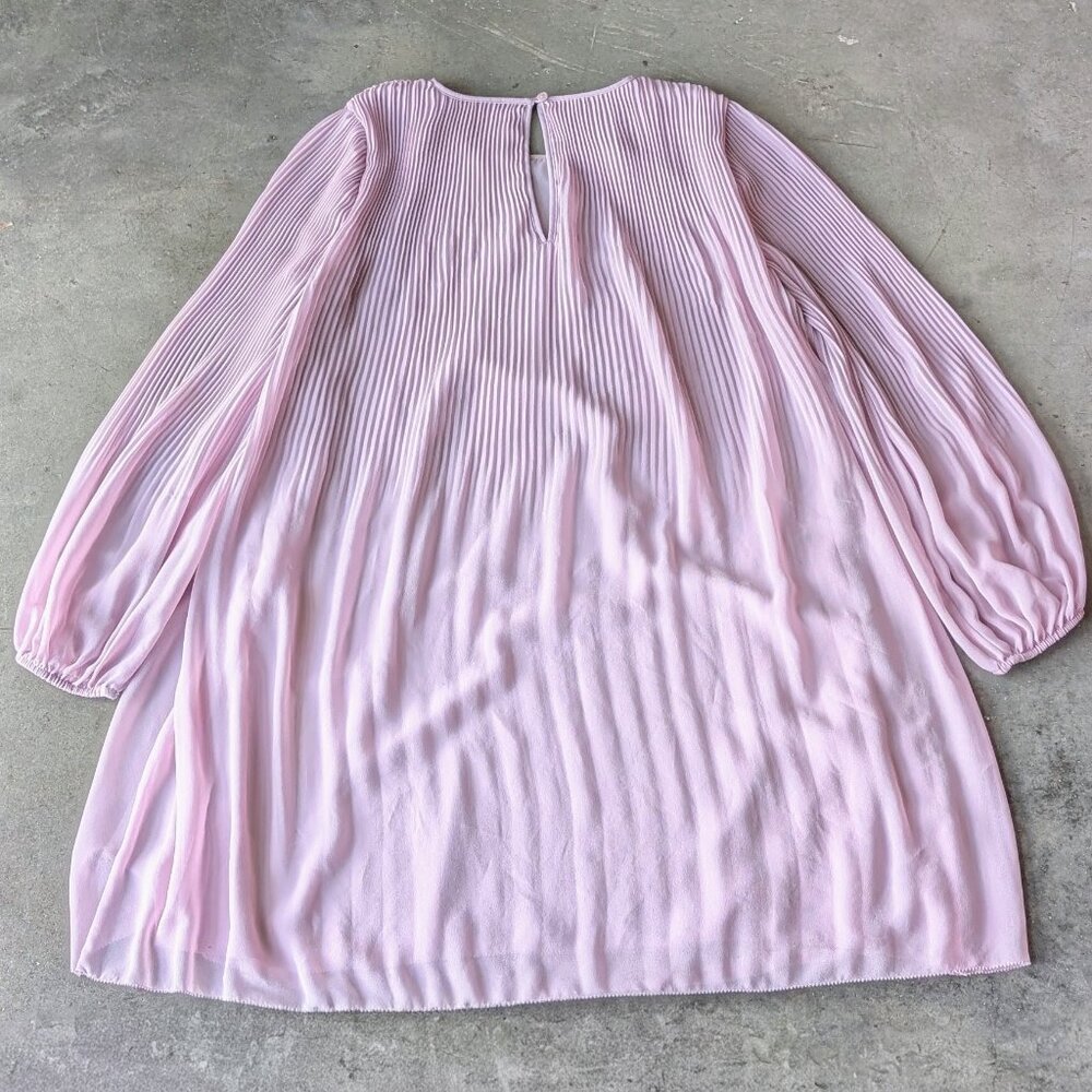 Aritzia Wilfred Daydreamer Mini Dress Long Sleeve Pleated Lavender Purple medium - Picture 9 of 9